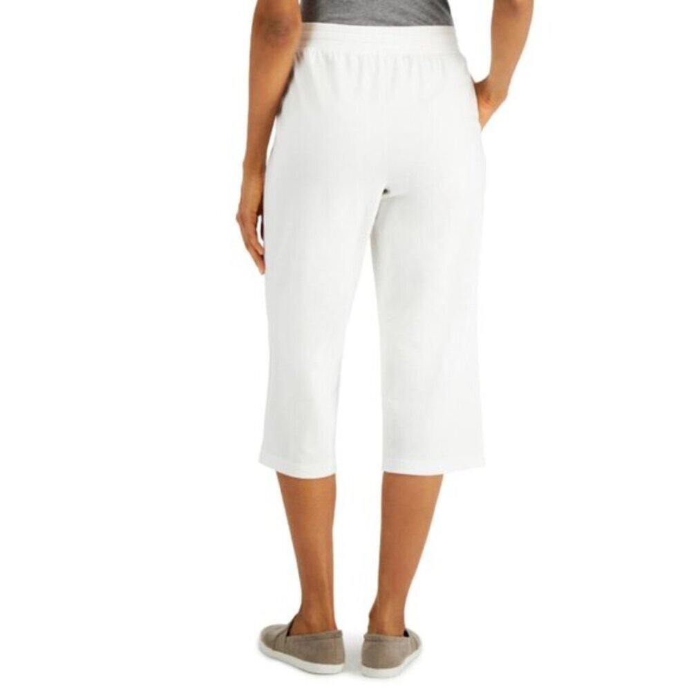 Karen Scott Knit Capri Pull on White Capri Jogger / Sweat Pants NWT - Picture 3 of 8